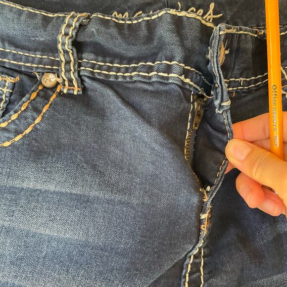 Maurices Women Skinny Jeans Size L (16) Blue Mid Rise Stretch Boot Cut w Sequin - Picture 8 of 12